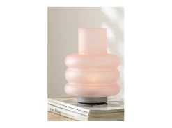 Lámpara con LED de vidrio rosa 17x17x24 cm