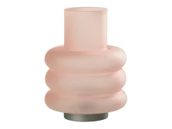 Lámpara con LED de vidrio rosa 17x17x24 cm