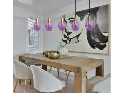 TOSEL Lámpara Suspendida^Lámpara de Araña ,metal y cristal, s, P 100xD20xD60cm Violeta