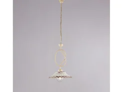 Online Lámpara de araña Bistrot en hierro lacado y decoraciones. Efecto decapé con difusor cerámico d. 30 blanco y marrón 1 luz 105 Ø30 Marfil