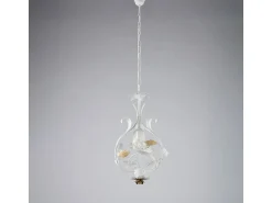 Lámpara Suspendida^Lámpara de araña de hierro lacado en blanco shabby chic, 1 luz, 112 cm, Ø33 cm, BL274-1-BCO Marfil