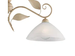 Outlet Lámpara de araña en hierro lacado en con dec. Difusores de oro antiguo y cristal d. 30 alabastro blanco 2 luces L. 96 X 30 Marfil