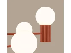Clearance Sollux Lighting Lámpara De Araña Halo Moderno De Aluminio - 6 Fuentes Luminosas - L.64 X A.230 Cm - Ocre Rojo