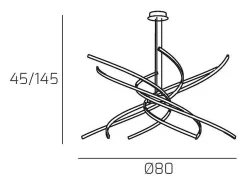 Lámpara de araña LED moderna Tornado, 69 W, 4450 lm, 1163/S80, color dorado bruñido