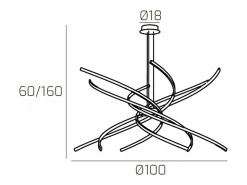 Sale Lámpara de araña LED moderna Tornado, 88 W, 5950 lm, 1163/S100, color oro bruñido Amarillo