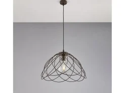 Discount Lámpara de araña Pagoda en hierro lacado en negro con dec. Efecto óxido con cable eléctrico regulable 1 luz 132 Ø45 BL298-S1-RG Marru00f3n chocolate