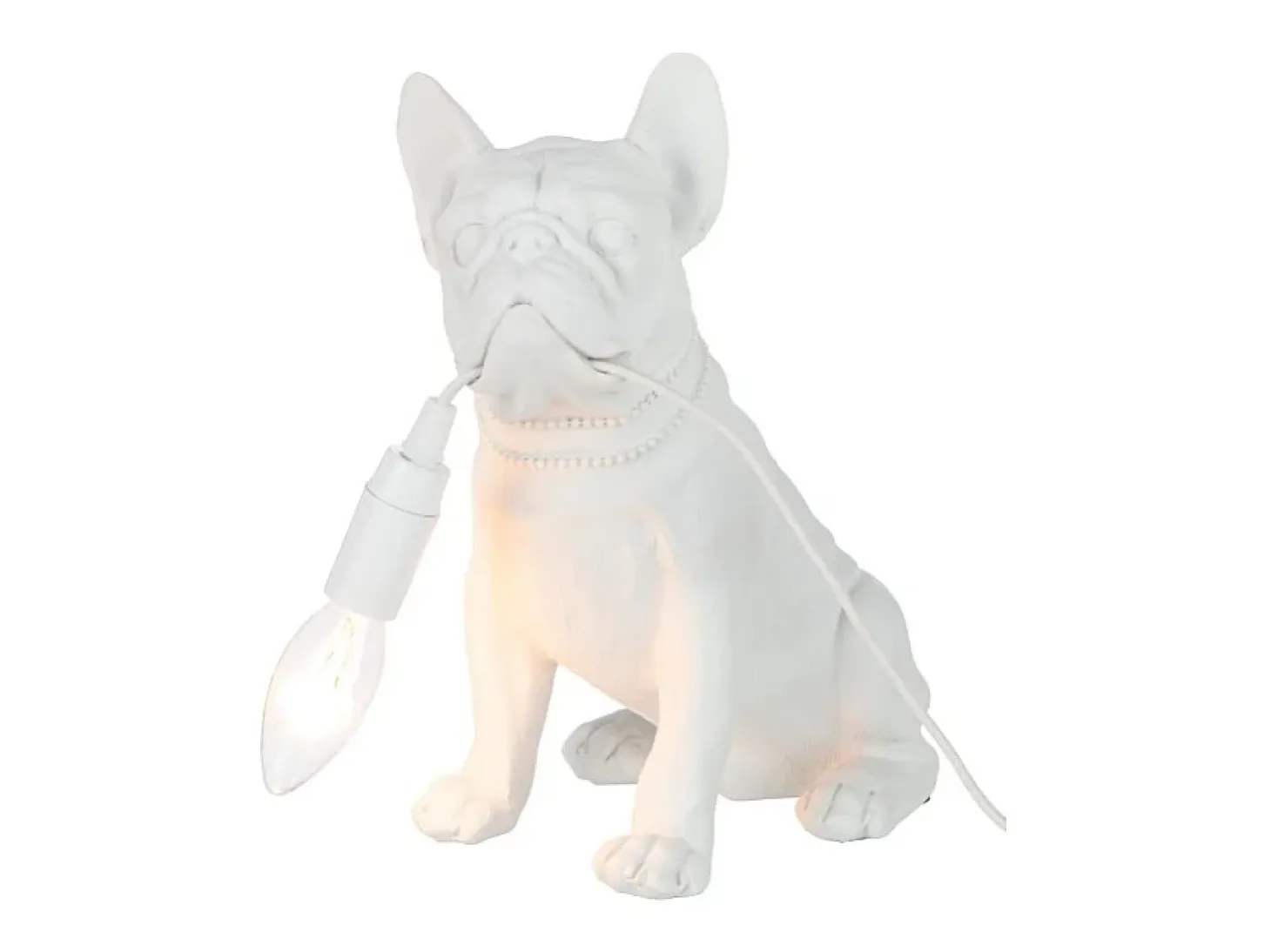 Lámpara de bulldog sintético blanco de 26x14x28 cm
