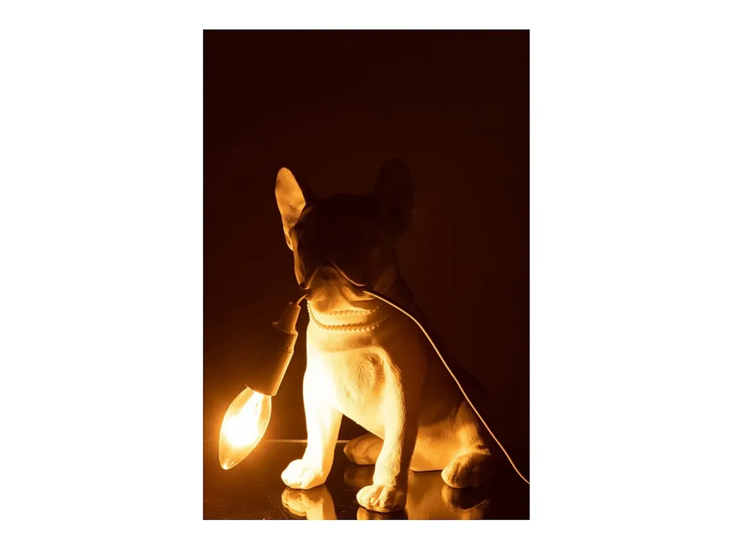 Lámpara de bulldog sintético blanco de 26x14x28 cm