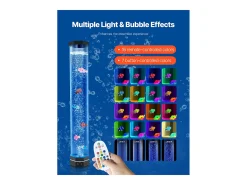 Lámpara de Burbujas SucceBuy con 6 Peces Flotantes, 80 cm, 16 Efectos de Luces Cambiantes de Color, Lámpara de Ambiente para Dormitorio, Salón