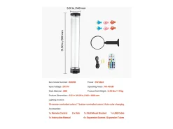 Lámpara de Burbujas SucceBuy con 6 Peces Flotantes, 80 cm, 16 Efectos de Luces Cambiantes de Color, Lámpara de Ambiente para Dormitorio, Salón