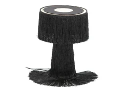 Lámpara de mesa Angie 2 de tela con flecos negros
