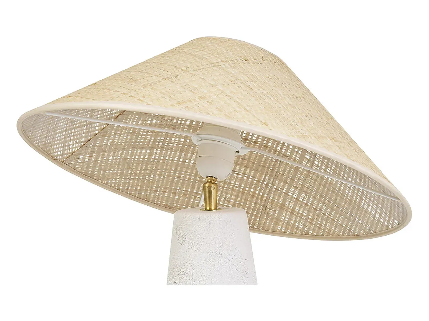 Miliboo Lámpara De Mesa^Lámpara de mesa blanca de cerámica con pantalla de mimbre H47 cm JUNI Blanco