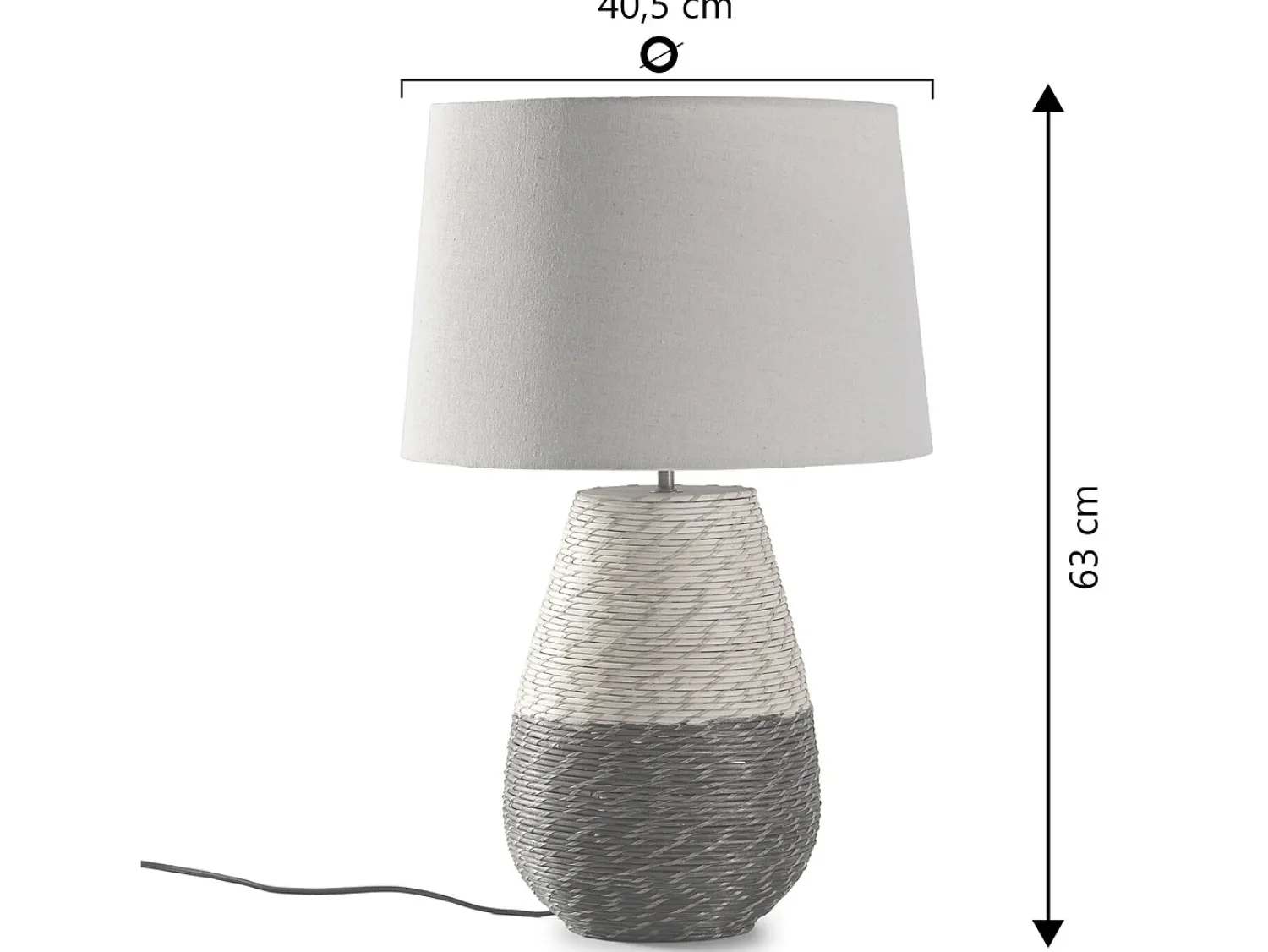 VS Venta-stock Lámpara De Mesa^Lámpara de mesa Botan de ratán natural, diámetro 40,5 cm Beige
