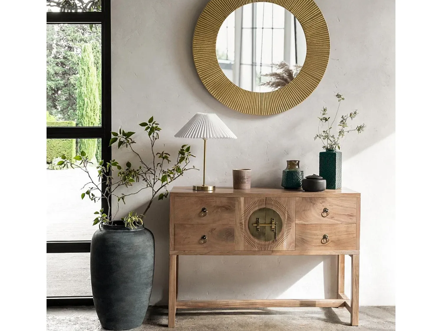 Atmosphera Lámpara De Mesa^Lámpara de mesa con pantalla plisada Dorado