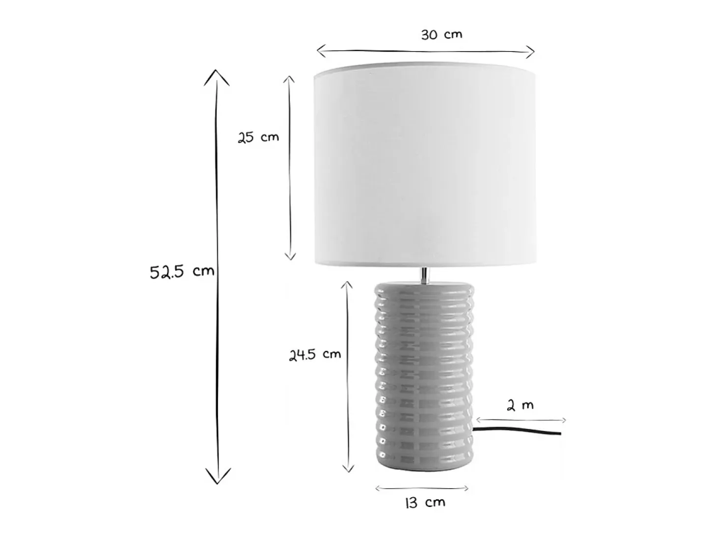 Lámpara de mesa de cerámica esmaltada color topo con pantalla de color crudo BERRO
