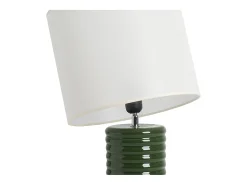 Sale Miliboo Lámpara de mesa de cerámica esmaltada oscuro con pantalla de color crudo 53 cm BERRO Verde