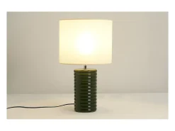 Sale Miliboo Lámpara de mesa de cerámica esmaltada oscuro con pantalla de color crudo 53 cm BERRO Verde