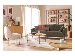 Sale Miliboo Lámpara de mesa de cerámica esmaltada oscuro con pantalla de color crudo 53 cm BERRO Verde