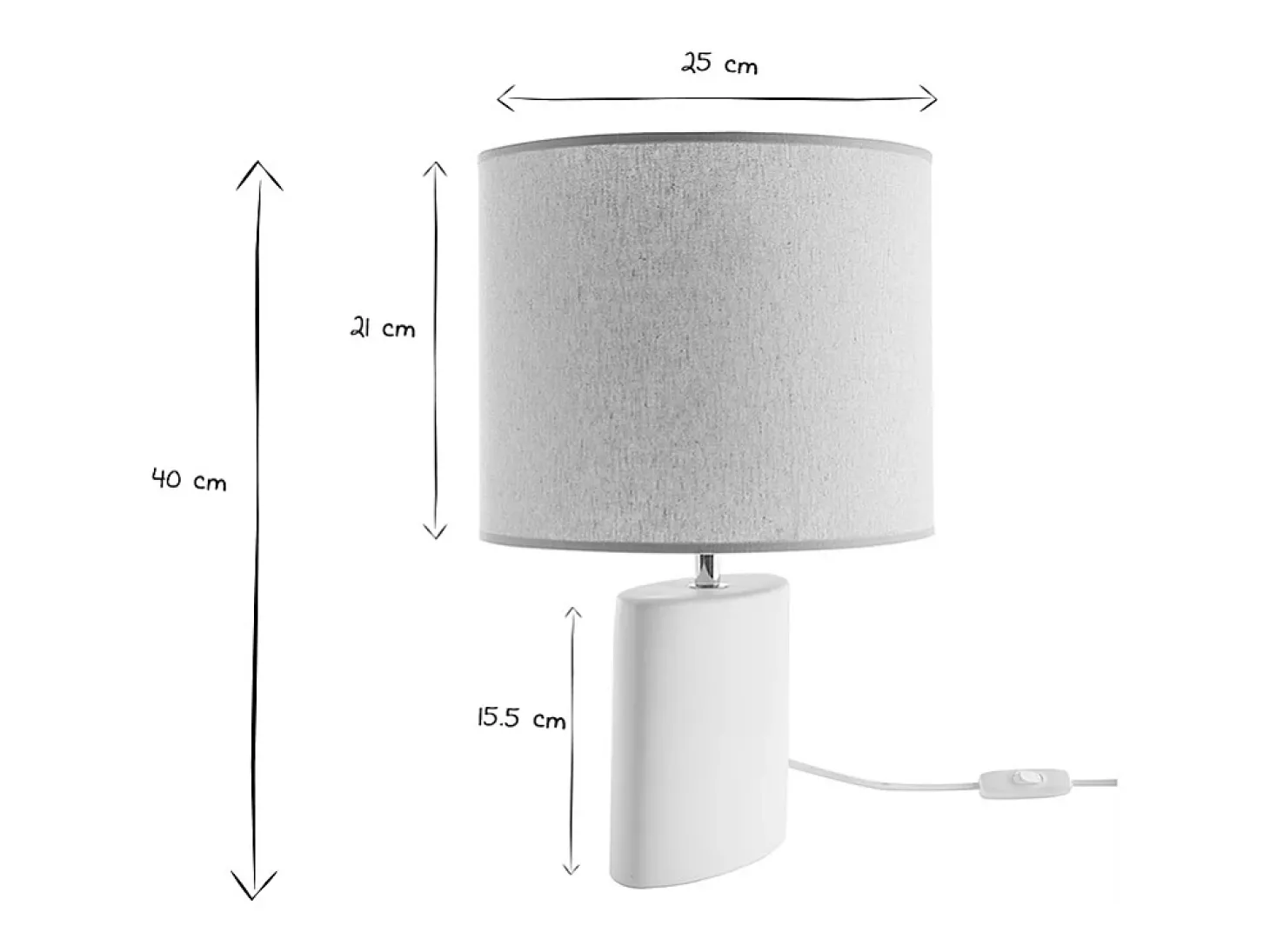 Lámpara de mesa de cerámica blanca mate con pantalla de lino natural TIGA