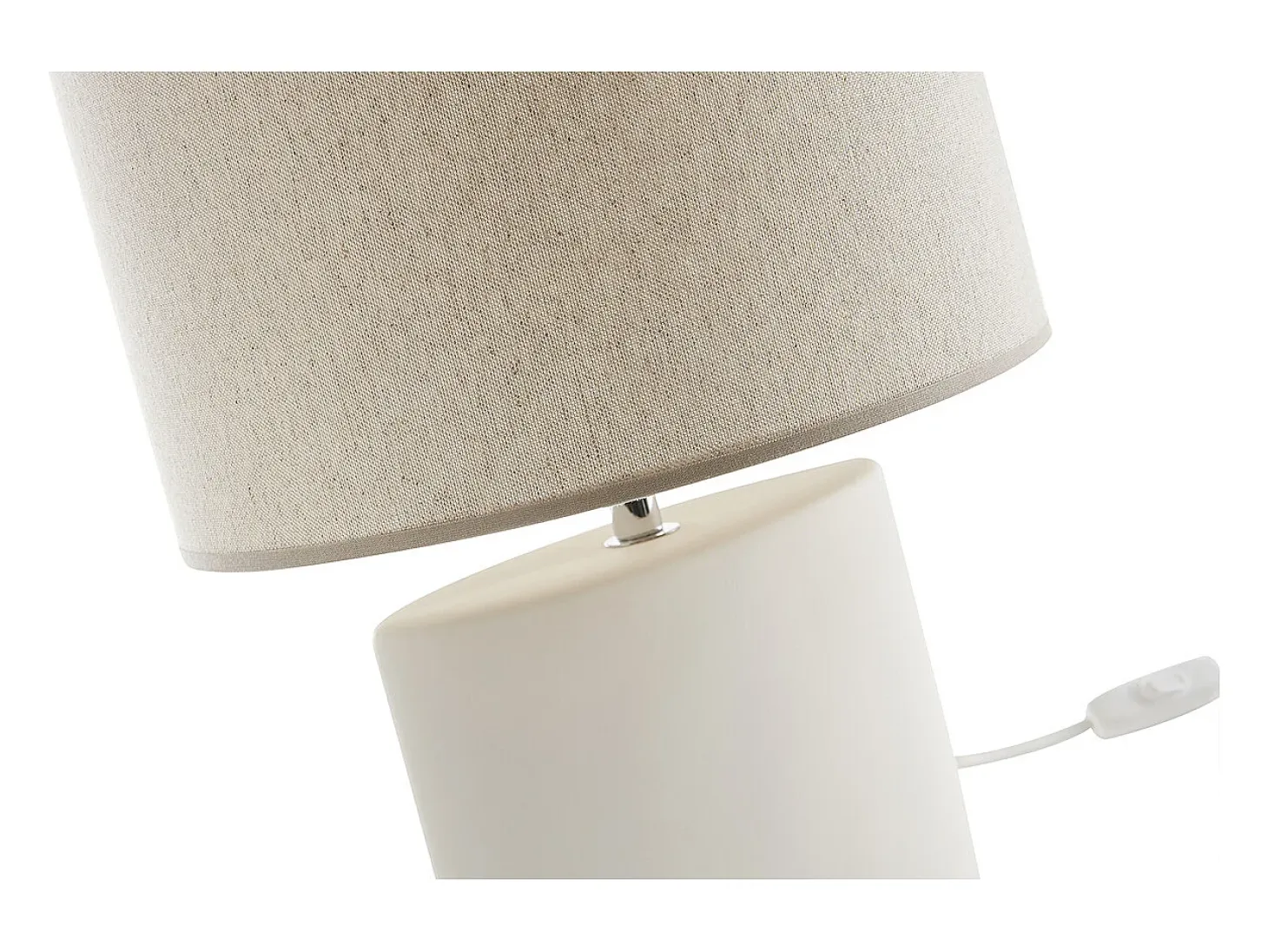 Lámpara de mesa de cerámica blanca mate con pantalla de lino natural TIGA