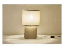Miliboo Lámpara De Mesa^Lámpara de mesa de cerámica color mate con pantalla de lino natural TIGA Topo