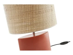 Lámpara de mesa de cerámica terracota mate con pantalla de rafia natural 40 cm TIGA