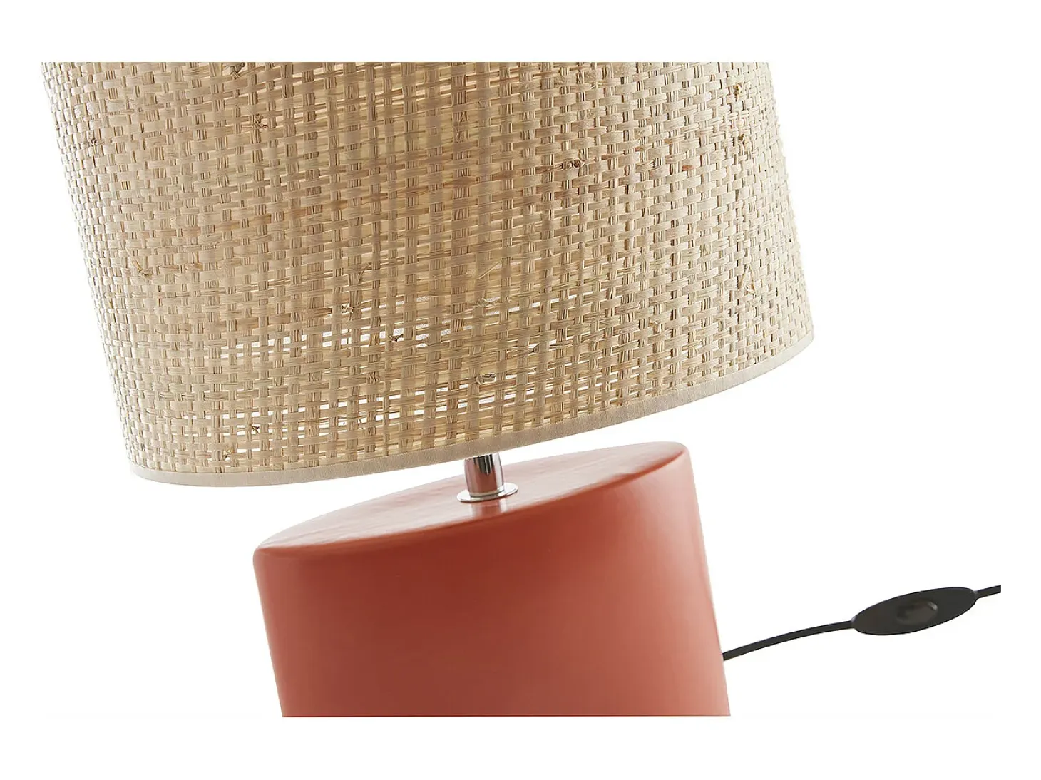 Lámpara de mesa de cerámica terracota mate con pantalla de rafia natural 40 cm TIGA