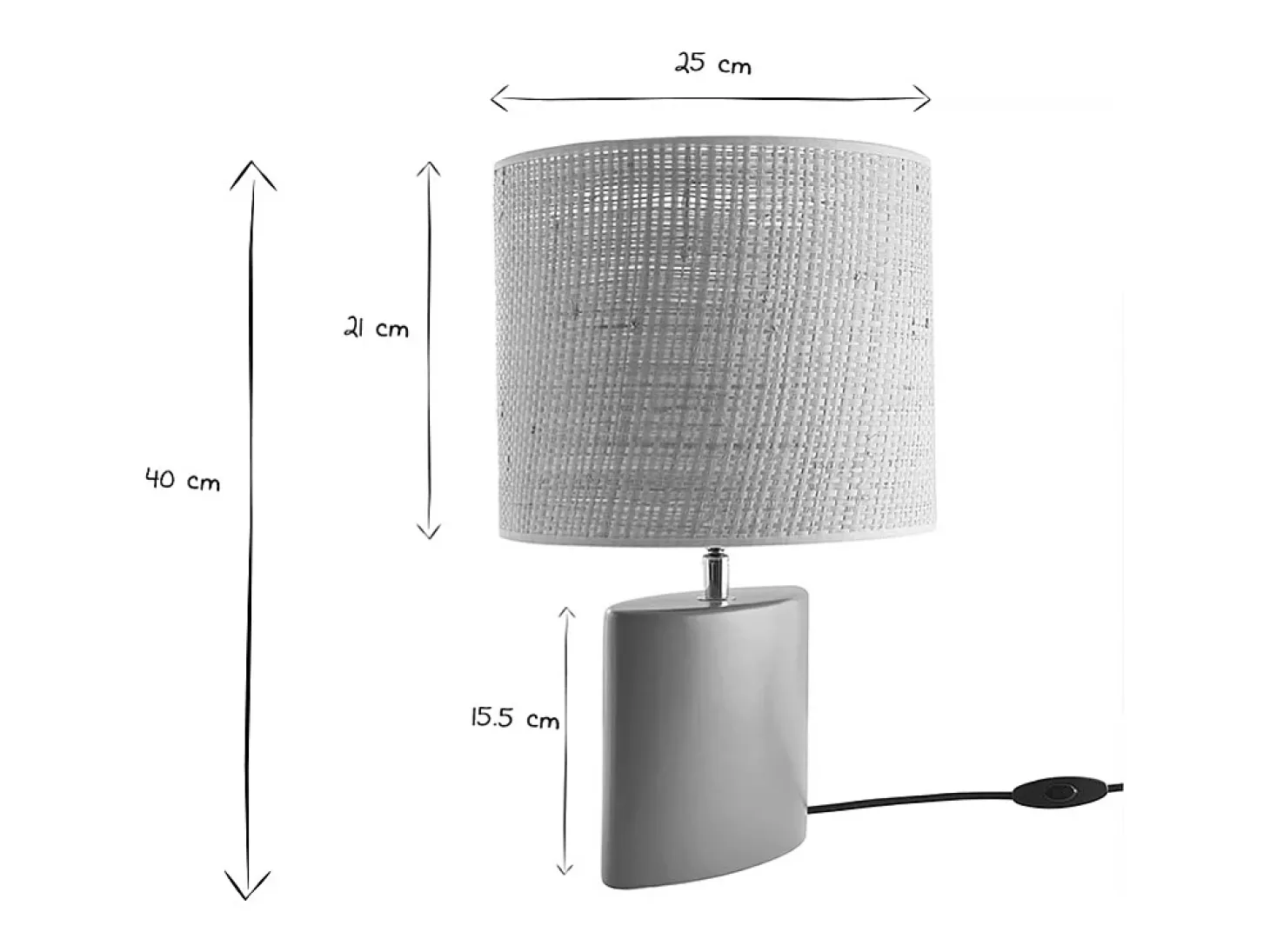 Lámpara de mesa de cerámica terracota mate con pantalla de rafia natural 40 cm TIGA