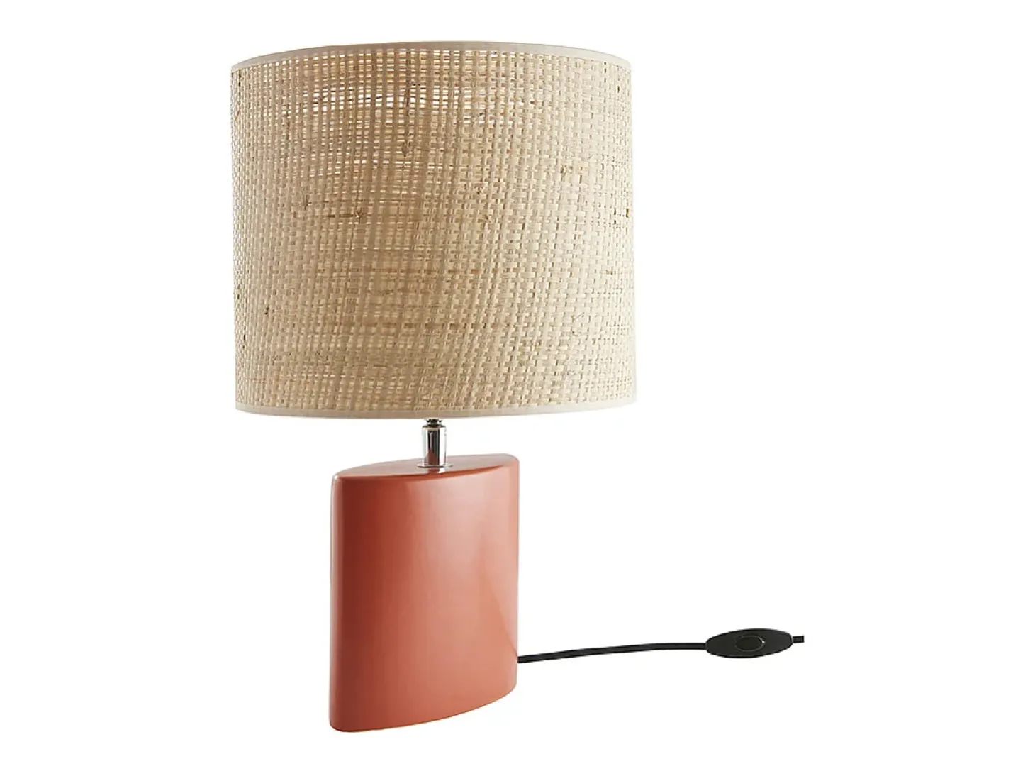 Lámpara de mesa de cerámica terracota mate con pantalla de rafia natural 40 cm TIGA