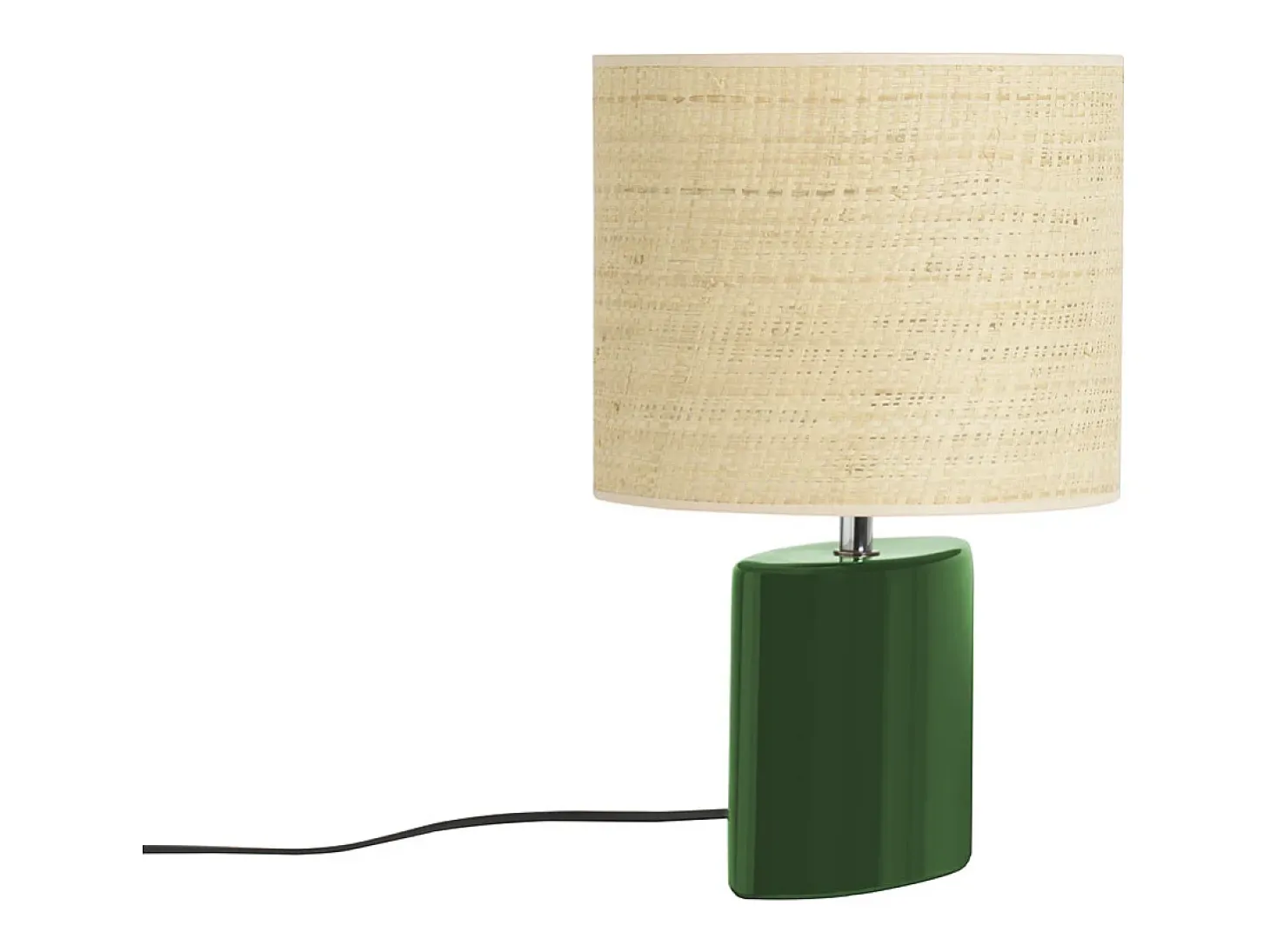 Lámpara de mesa de cerámica verde oscuro con pantalla de rafia natural 40 cm TIGA