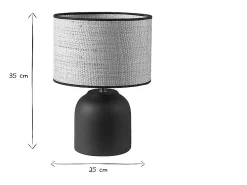 Miliboo Lámpara De Mesa^Lámpara de mesa de cerámica negra con pantalla de rafia 35 cm ROCHA Negro