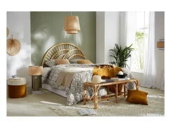 Miliboo Lámpara De Mesa^Lámpara de mesa de cerámica esmaltada color topo con pantalla de rafia MAJES Crema