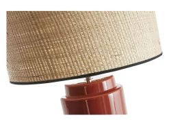 Lámpara de mesa de cerámica esmaltada terracota con pantalla de rafia natural 64 cm MAJES