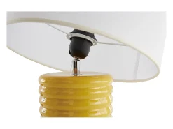 Lámpara de mesa de cerámica esmaltada amarilla con pantalla de color crudo BERRO