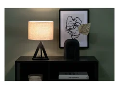 Lámpara de mesa de hevea y lino Kona