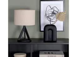 Lámpara de mesa de hevea y lino Kona