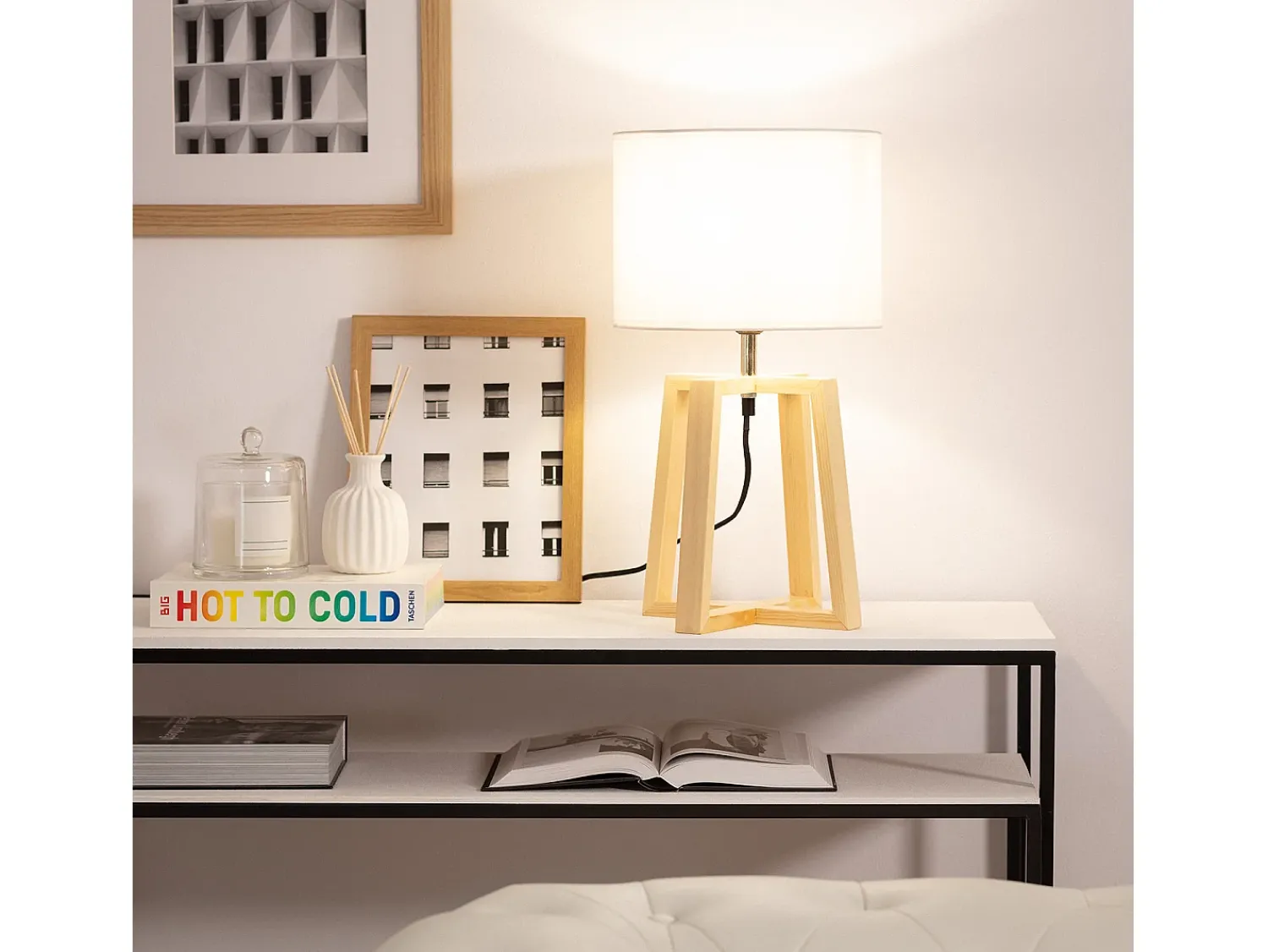 Best Ledkia Lámpara de Mesa de Madera Korsade Blanco
