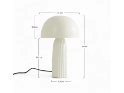 Lámpara de mesa de metal blanco con acabado brillante - Joy