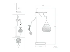 Lámpara de Mesa de Metal y Madera Monah Negro