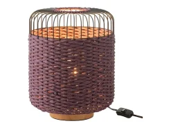Lámpara de mesa de metal y fibra marrón 27x27x34.5 cm
