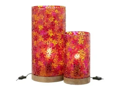 Lámpara de mesa de mosaico de flores de cristal multicolor 21x21x45.5 cm