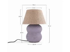 Lámpara de mesa de yute y papel morado - Ida