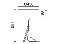 Lámpara De Mesa^Lámpara de mesa DIAGONAL estilo moderno- Alt. 59,8 cm - pantalla sintética ø45 cm - on&off - cable 1,5 mts E27 13W - acero y cobre - IP20 - interior Cobrizo