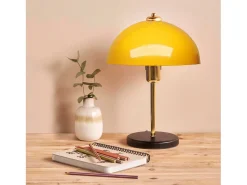 Online Concept-Usine Lámpara de mesa diseño moderno en forma de seta negra 49cm de metal y madera Amarillo