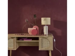Sweeek Lámpara De Mesa^Lámpara de mesa interior cerámica pantalla efecto ratán Mostaza