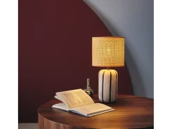 Outlet Sweeek Lámpara de mesa interior de cerámica, pantalla efecto ratán Blanco