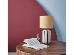 Outlet Sweeek Lámpara de mesa interior de cerámica, pantalla efecto ratán Blanco