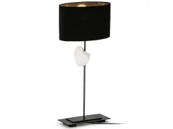 Les Tendances Lámpara De Mesa^Lámpara de mesa Kontir de tela negra y base de metal gris Negro