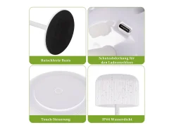 Best NETTLIFE Lámpara de mesa LED inalámbrica , funciona con pilas, regulable de 3000 K a 6500 K, recargable por USB-C, altura ajustable, resistente al agua. Blanco