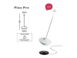 New Lámpara de mesa LED inalámbrica recargable y regulable Pina Pro Sand, color azafrán (2200-2700-3000 K) Topo